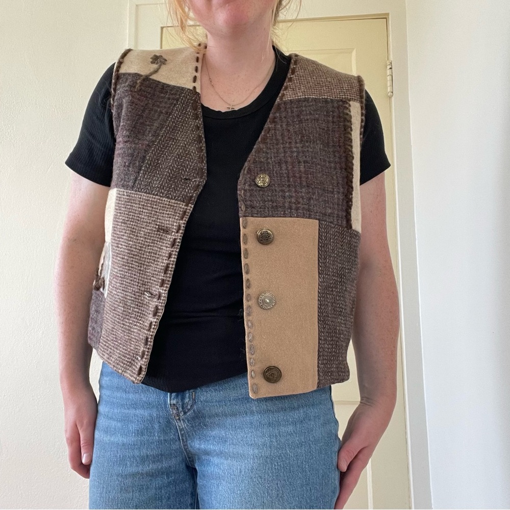 Patchwork Wool Vest - image 8